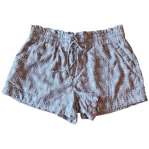 A New Day blue gray linen blend floral print drawstring waist relaxed shorts XL